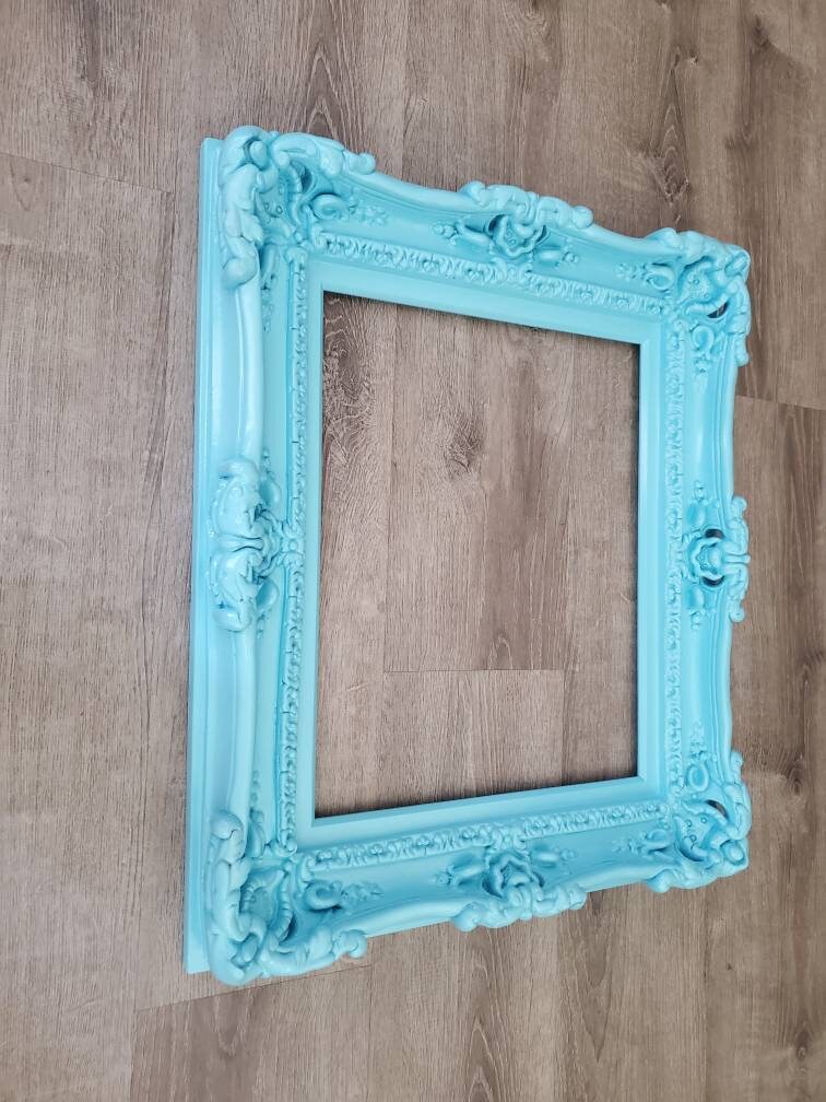 16x20 Aqua Blue Picture Frame, Ornate Wall Baroque Frame, Photography, Modern Frame