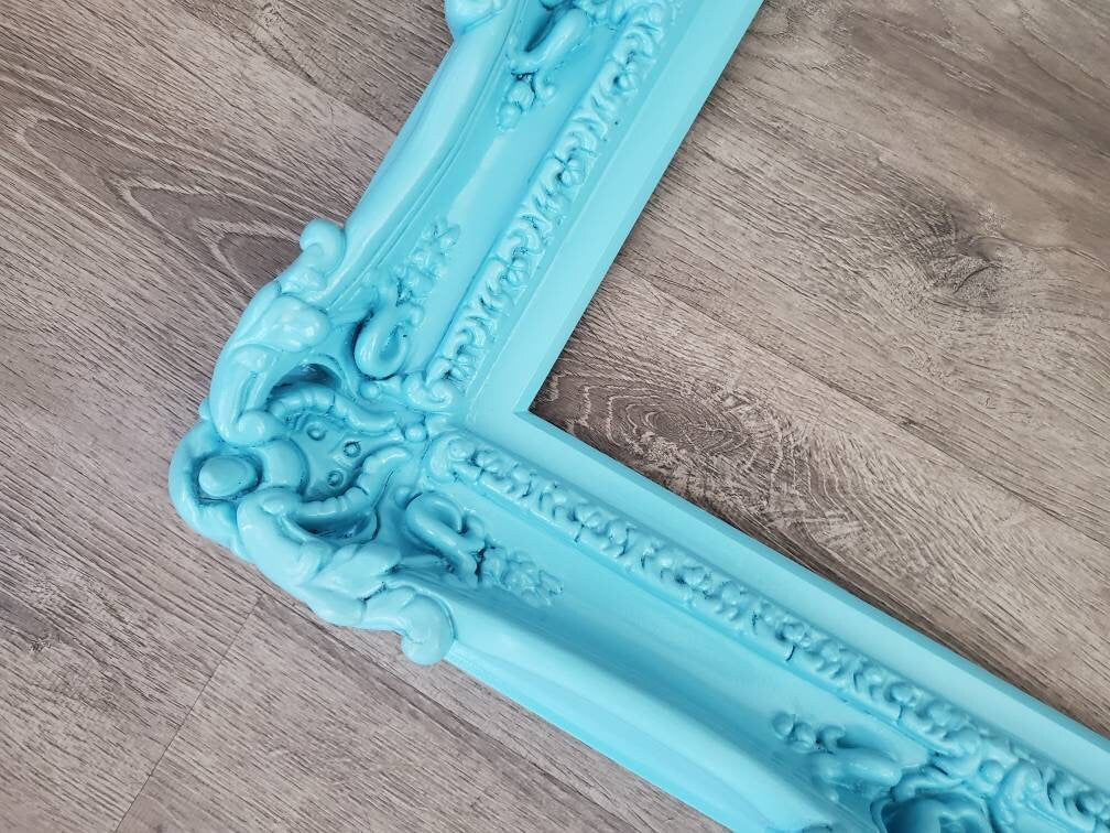 16x20 Aqua Blue Picture Frame, Ornate Wall Baroque Frame, Photography, Modern Frame