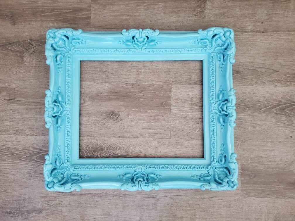 16x20 Aqua Blue Picture Frame, Ornate Wall Baroque Frame, Photography, Modern Frame