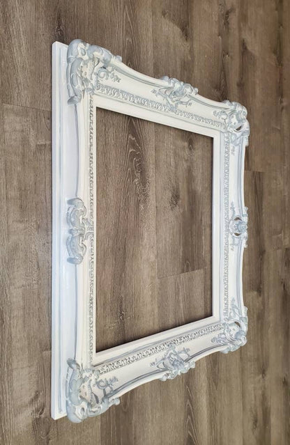 20x24 White Frame, Ornate Baroque Picture Frame, Colonial Traditional Frame