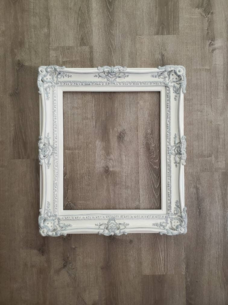 20x24 White Frame, Ornate Baroque Picture Frame, Colonial Traditional Frame