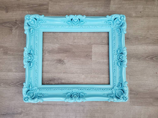 12x16 Aqua Blue Picture Frame, Ornate Baroque Baby Photo Frame, Canvas, Photography Frame