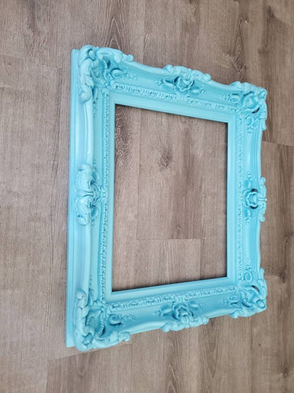 12x16 Aqua Blue Picture Frame, Ornate Baroque Baby Photo Frame, Canvas, Photography Frame