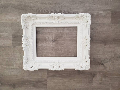 12x16 White picture frame, fancy frame, wedding photo frame, baroque ornate frame, canvas, decorative wall mirror, modern frame, original