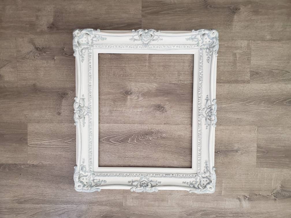 16x20 Ornate White Picture Frame, Baroque Shabby Chic Photo Frame, Cottage Frame