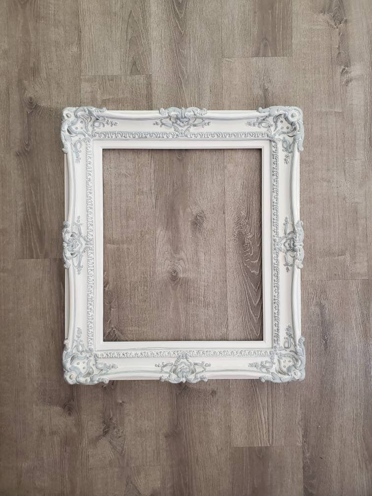 16x20 Ornate White Picture Frame, Baroque Shabby Chic Photo Frame, Cottage Frame