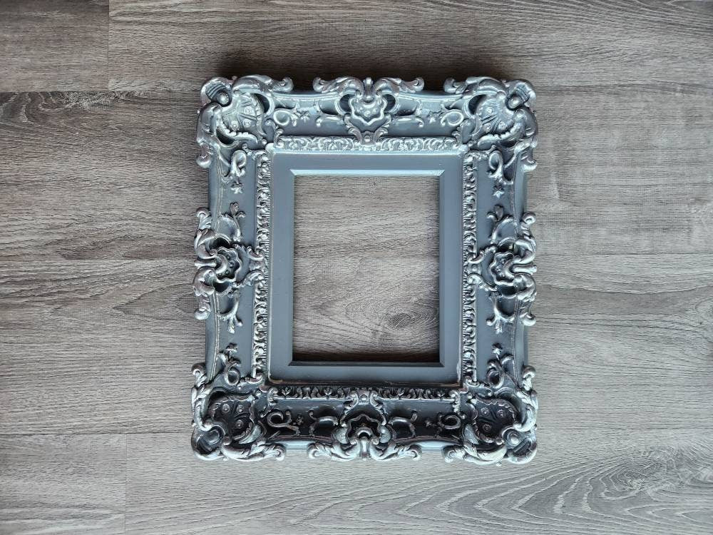 8x10 Gray Baroque Picture Frame, Wall Ornate Cottage Chic Photo Frame, Photography