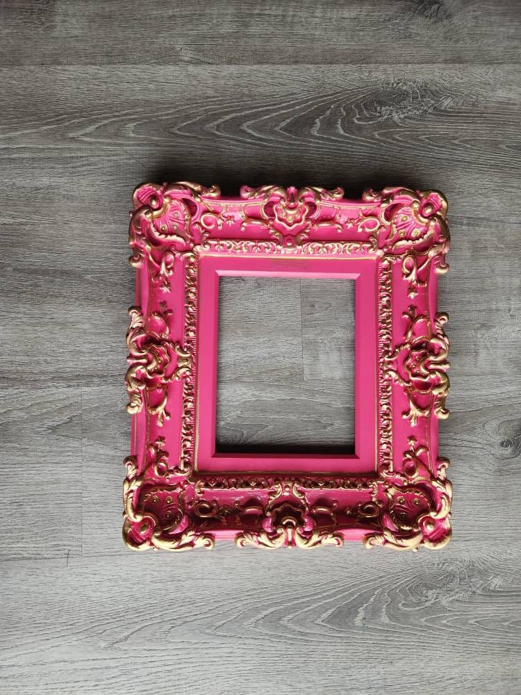 8.5x11 Berry Pink Frame, Fancy Picture Frame, Art, Ornate Classic Frame, Original Frame