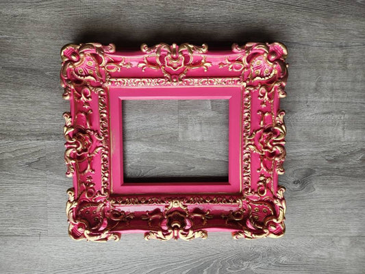 8.5x11 Berry Pink Frame, Fancy Picture Frame, Art, Ornate Classic Frame, Original Frame