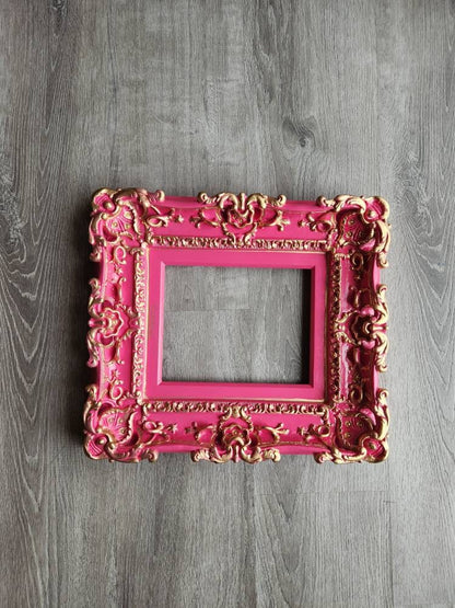 8.5x11 Berry Pink Frame, Fancy Picture Frame, Art, Ornate Classic Frame, Original Frame