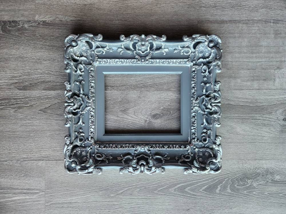 8x10 Gray Baroque Picture Frame, Wall Ornate Cottage Chic Photo Frame, Photography