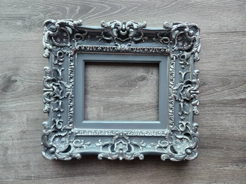 8x10 Gray Baroque Picture Frame, Wall Ornate Cottage Chic Photo Frame, Photography