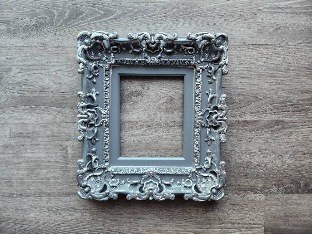 8x10 Gray Baroque Picture Frame, Wall Ornate Cottage Chic Photo Frame, Photography