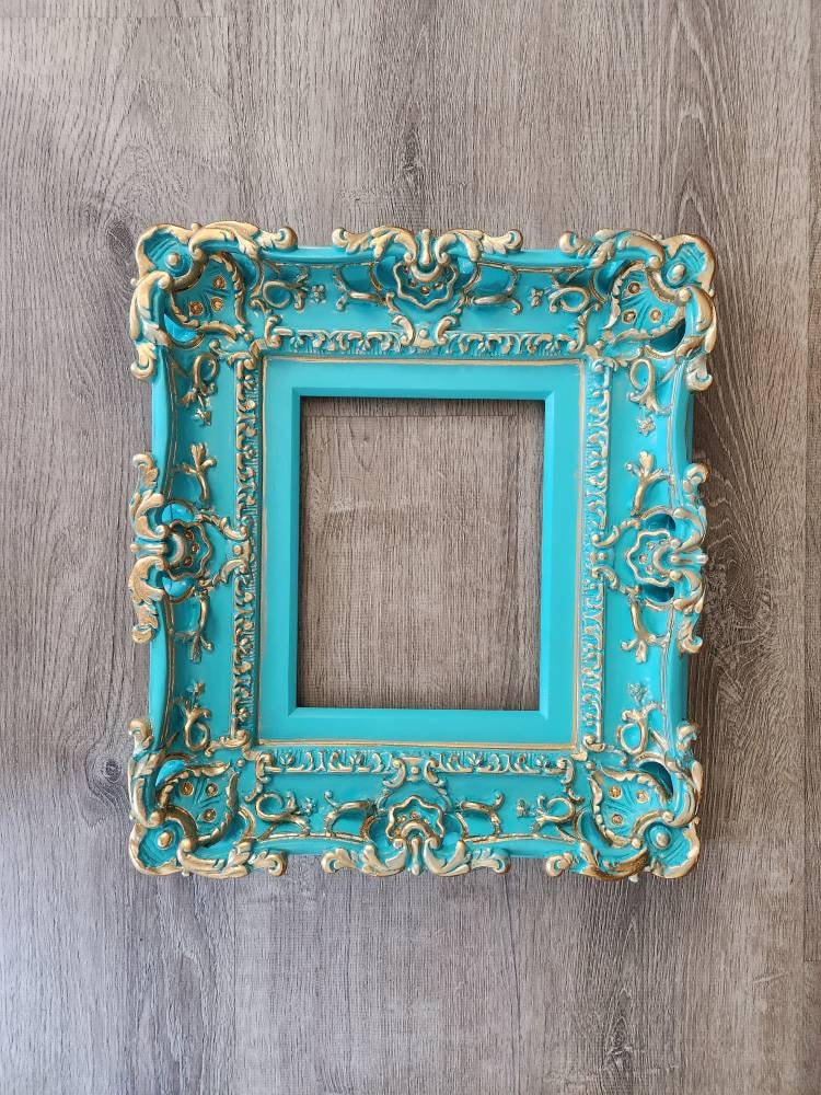 8x10 Shabby Picture Frame, Cottage Turquoise Photo Frame, Original Frame, Colonial