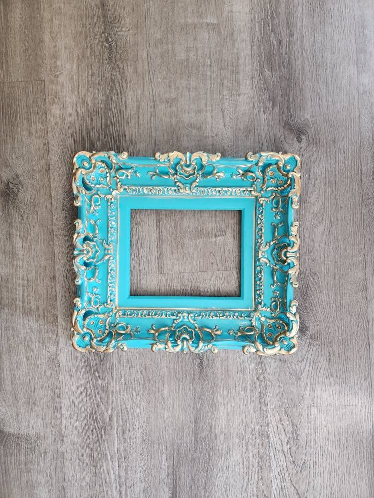 8x10 Shabby Picture Frame, Cottage Turquoise Photo Frame, Original Frame, Colonial