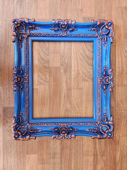 16x20 Bright Blue Picture Frame, Art, Ornate Classic Style, Photograph Print, Fancy Frame