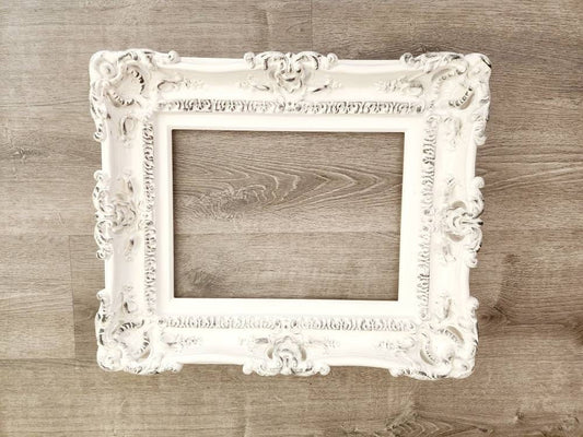 12x16 Vintage Picture Frame, Shabby Chic White Stylish Frame, Ornate Frame, French