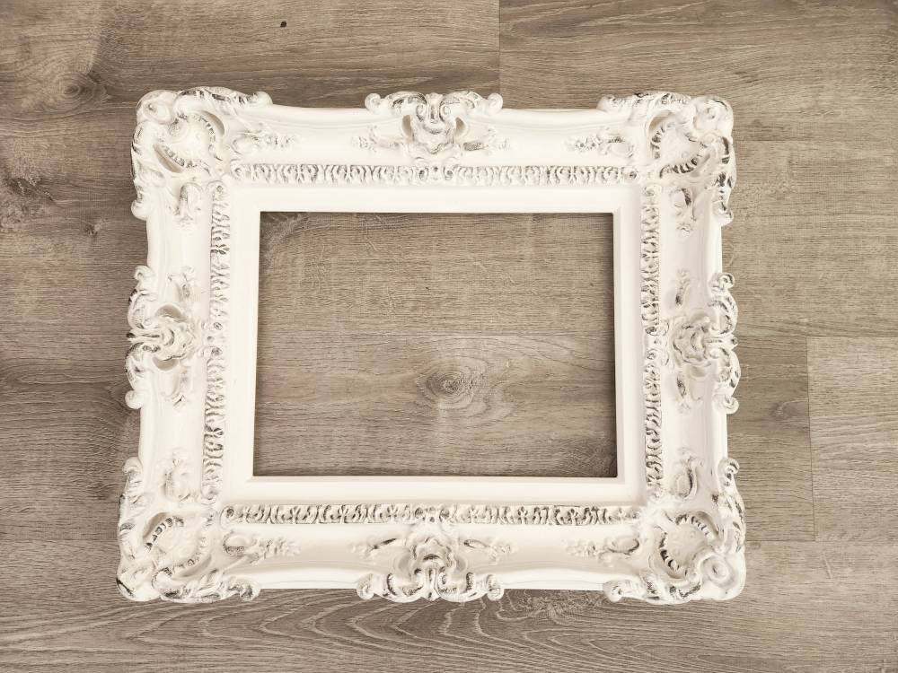11x14 Vintage Picture Frame, Shabby White Stylish Fancy French Frame