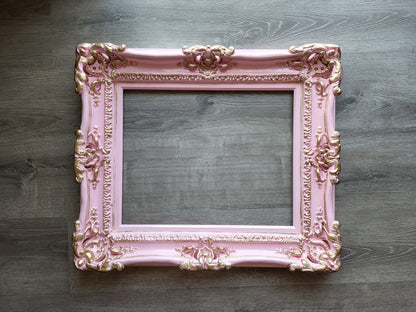 16x20 Baby pink picture fame, shabby ornate wall mirror, baroque photo frame, cottage