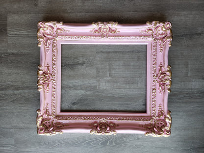 16x20 Baby pink picture fame, shabby ornate wall mirror, baroque photo frame, cottage