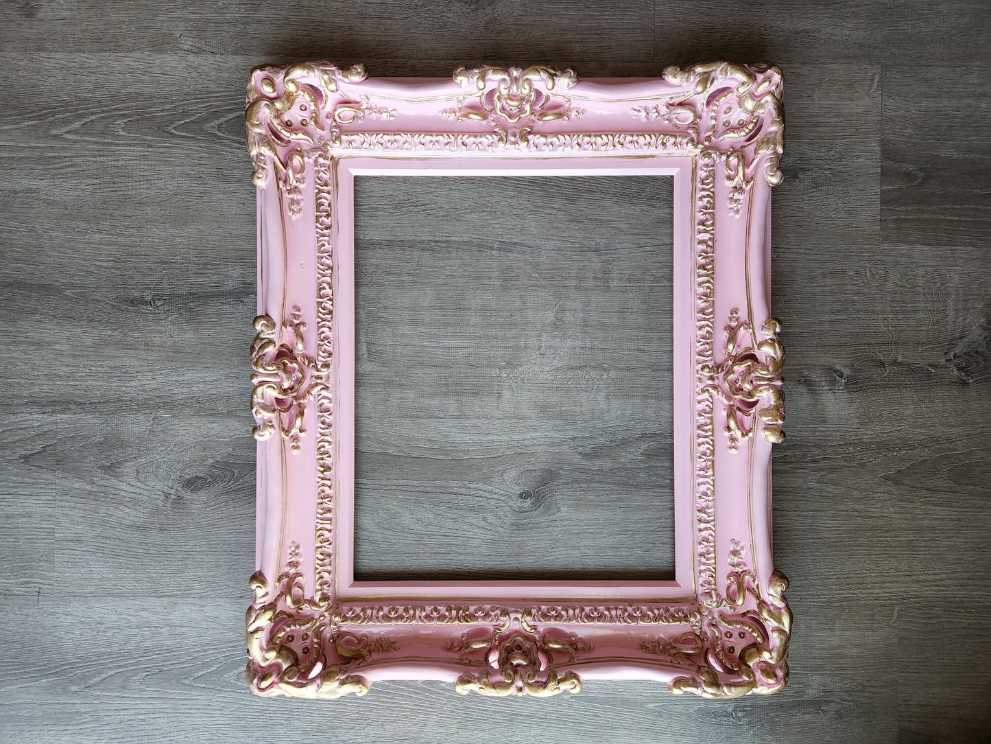 16x20 Baby pink picture fame, shabby ornate wall mirror, baroque photo frame, cottage