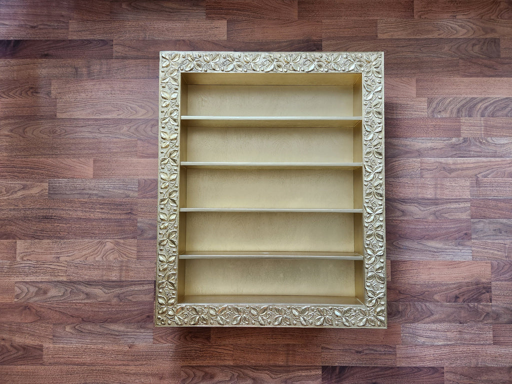 29x35 Gold ornate display frame nail polish shelves essential oil rack shelf colonial style
