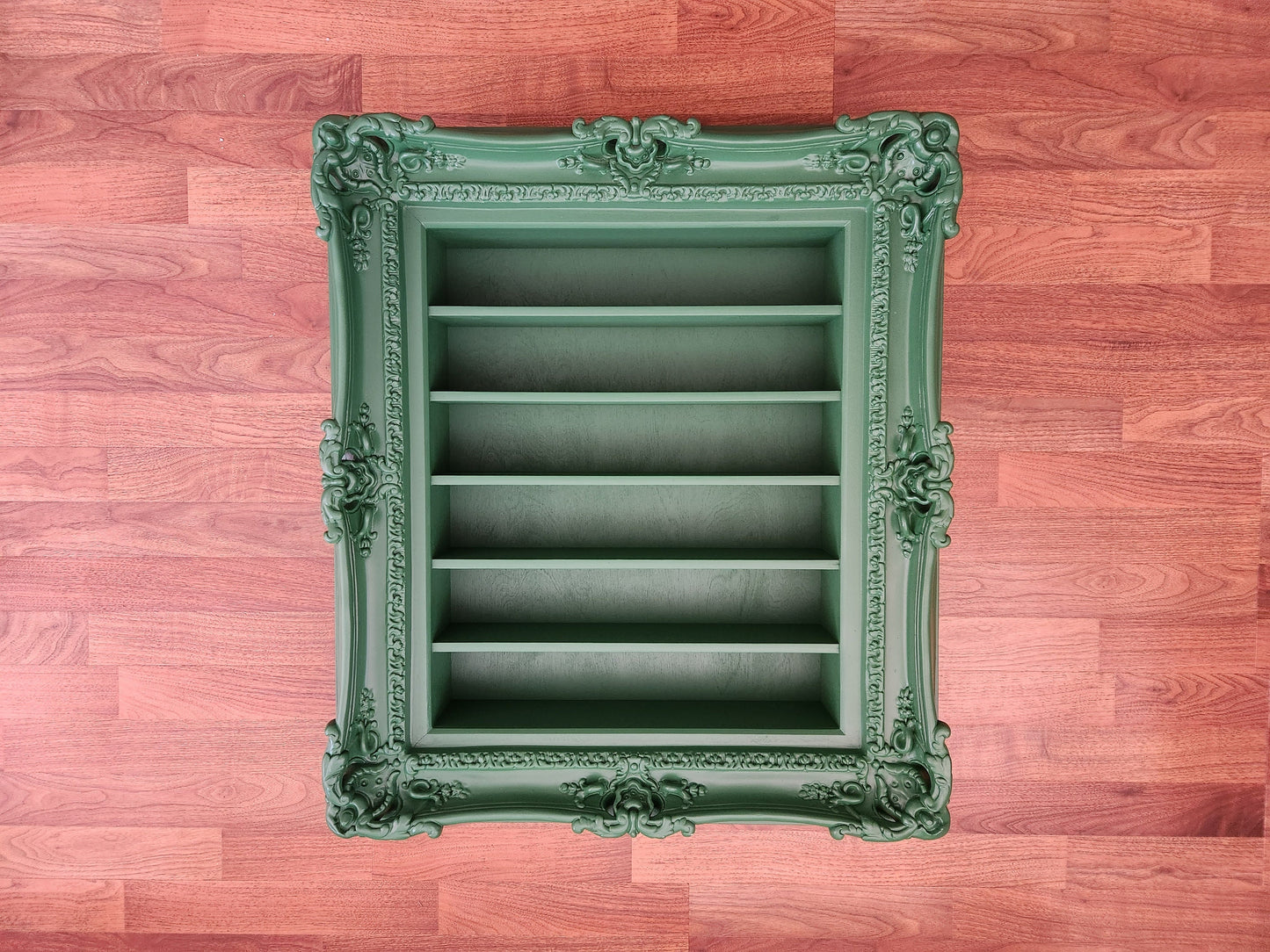 20x24 Green Hanging Frame Display with Shelves, Nail Polish Display, Spice Rack