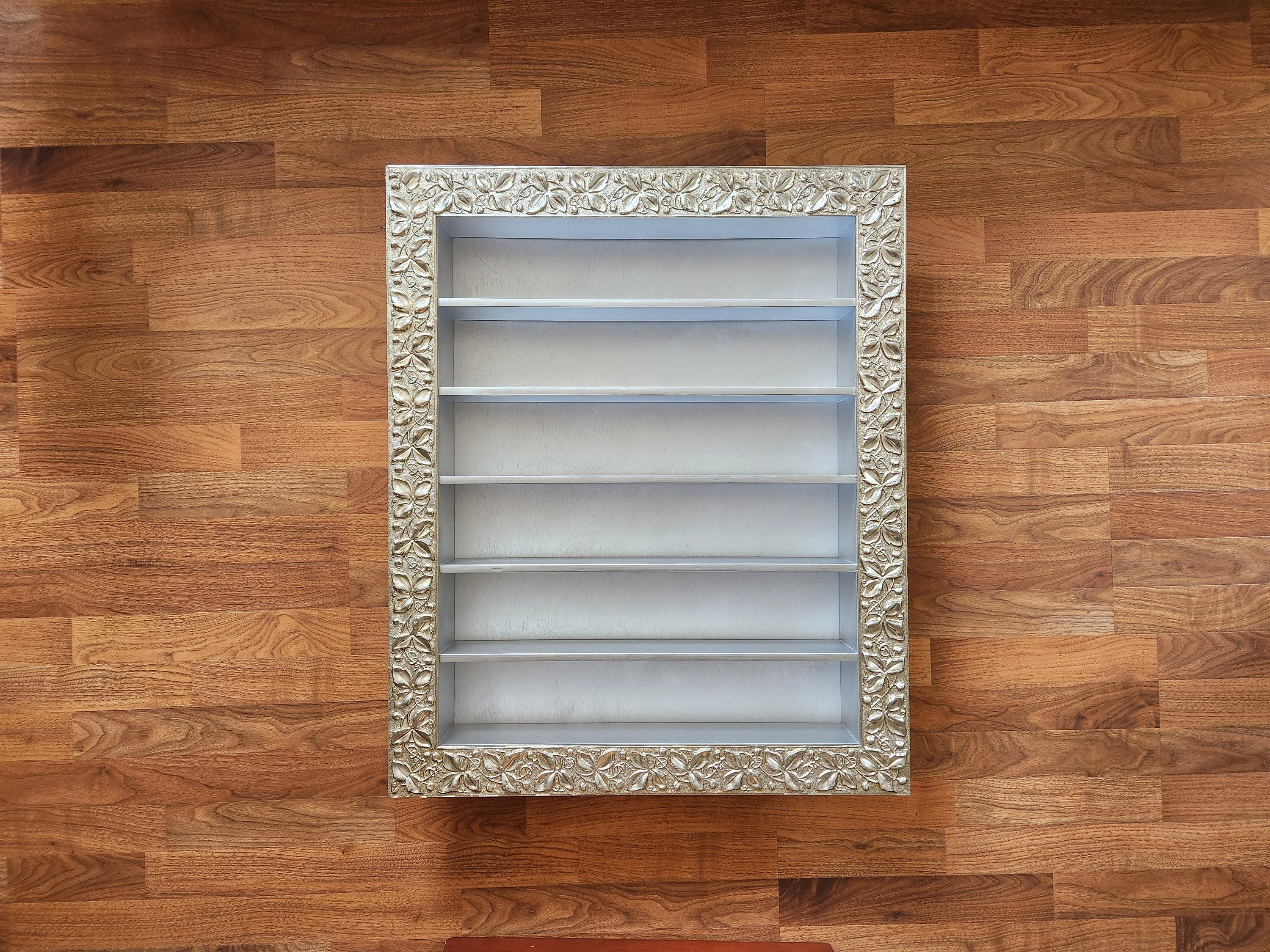 29x35 Ornamental wall hanging display nail polish shelves spice rack, kitchen essential
