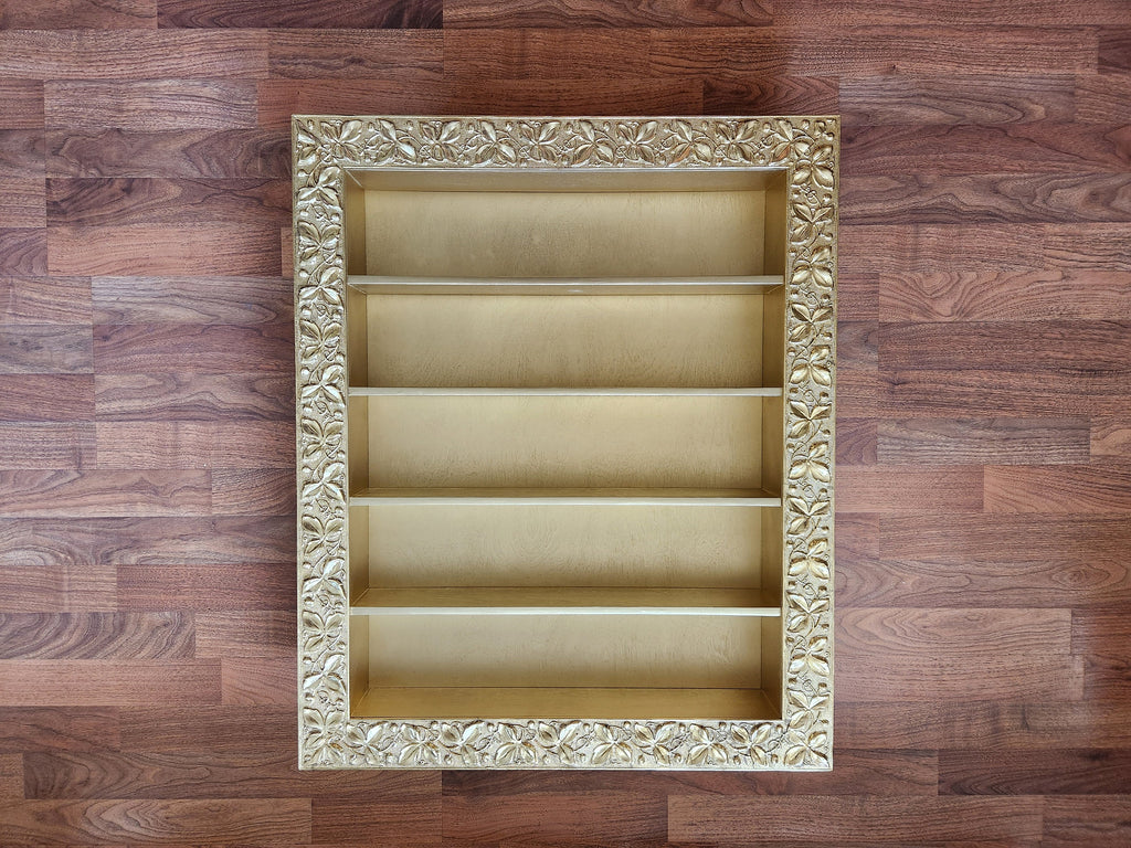 29x35 Gold ornate display frame nail polish shelves essential oil rack shelf colonial style