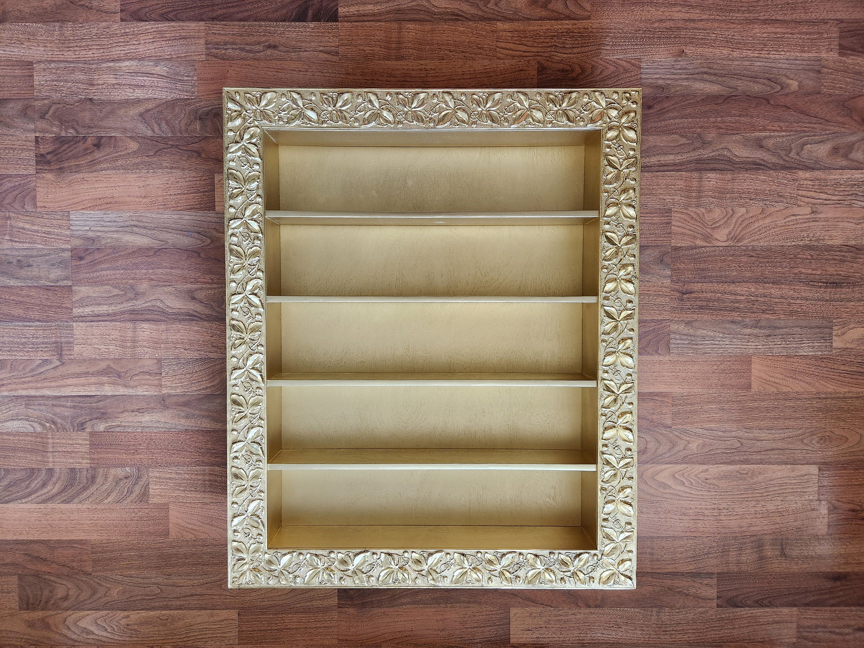 29x35 Gold ornate display frame nail polish shelves essential oil rack shelf colonial style