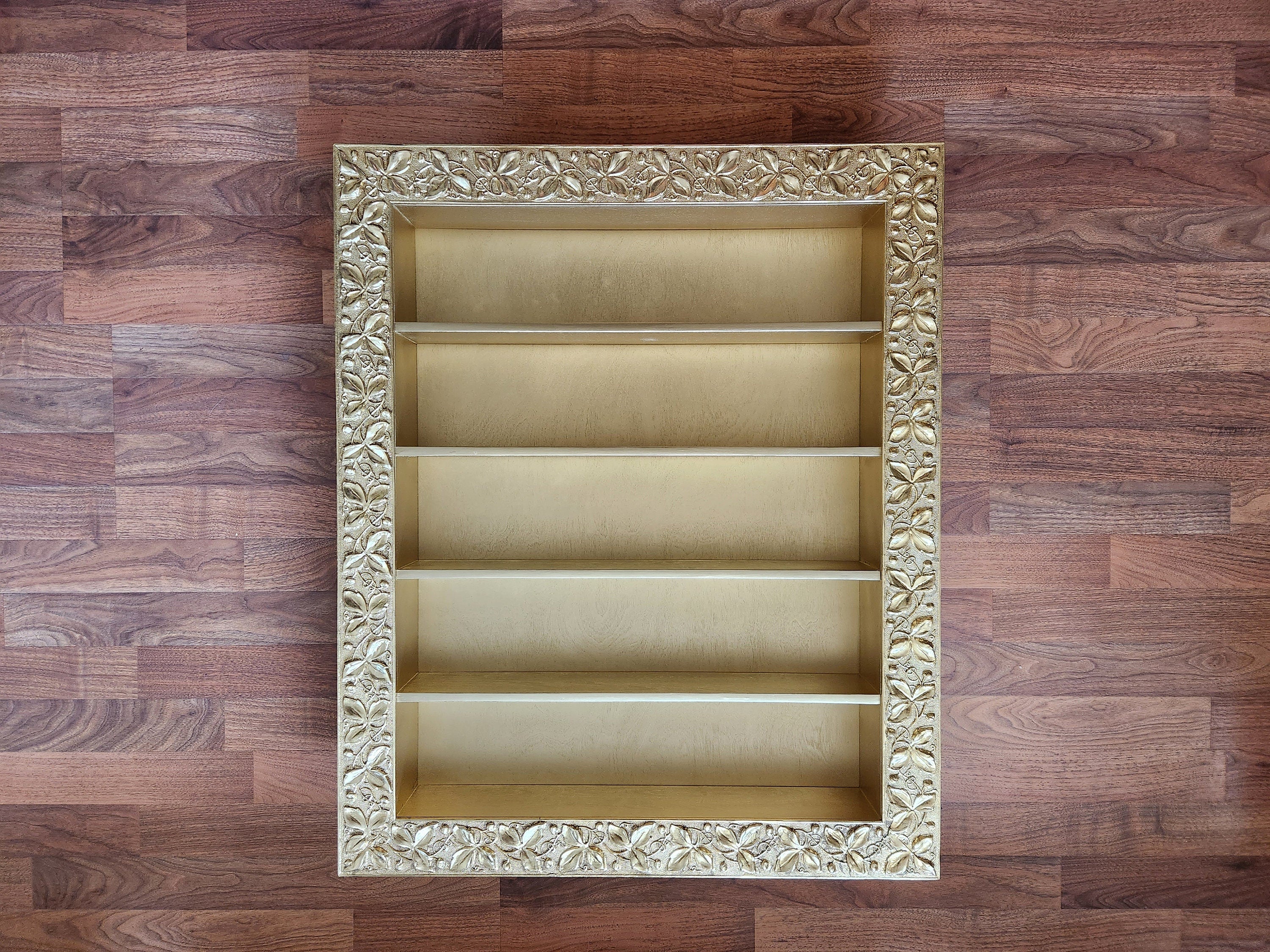 29x35 Gold ornate display frame nail polish shelves essential oil rack shelf colonial style