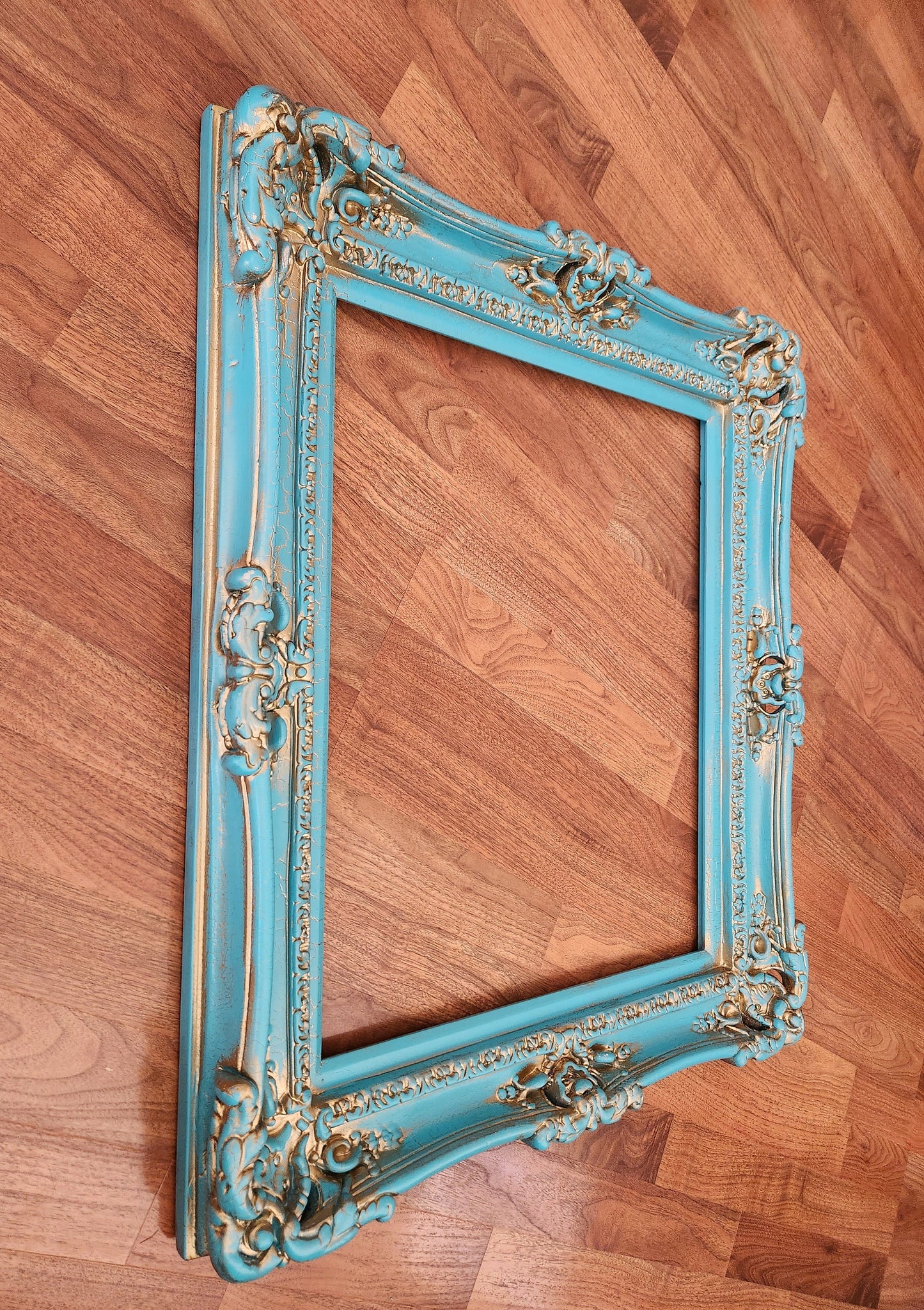 20x24 Vintage turquoise baroque frame antique cracked finish style, original frames