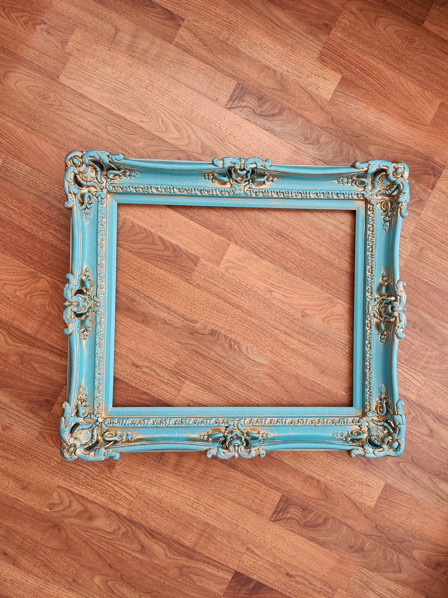 20x24 Vintage turquoise baroque frame antique cracked finish style, original frames