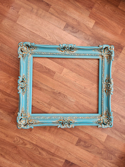 20x24 Vintage turquoise baroque frame antique cracked finish style, original frames