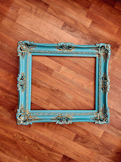 20x24 Vintage turquoise baroque frame antique cracked finish style, original frames