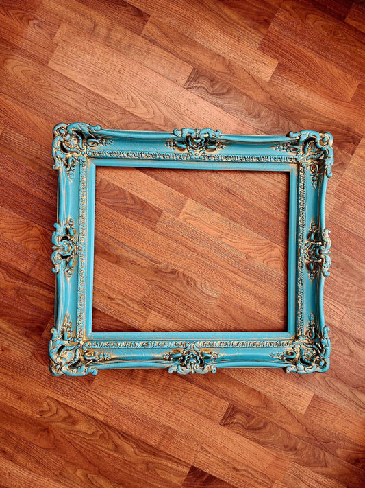 20x24 Vintage turquoise baroque frame antique cracked finish style, original frames