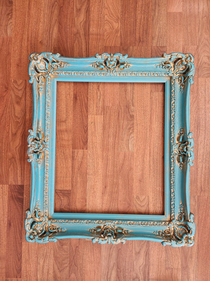 20x24 Vintage turquoise baroque frame antique cracked finish style, original frames