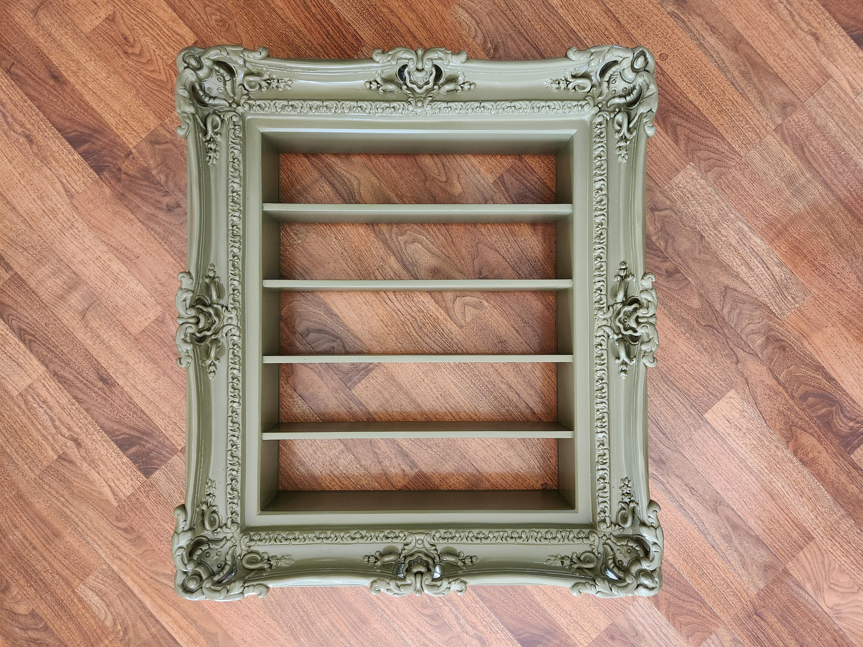 20x24 Sage Green Wall Frame Display, Nail Polish Display, Spice Rack,  Baroque Design