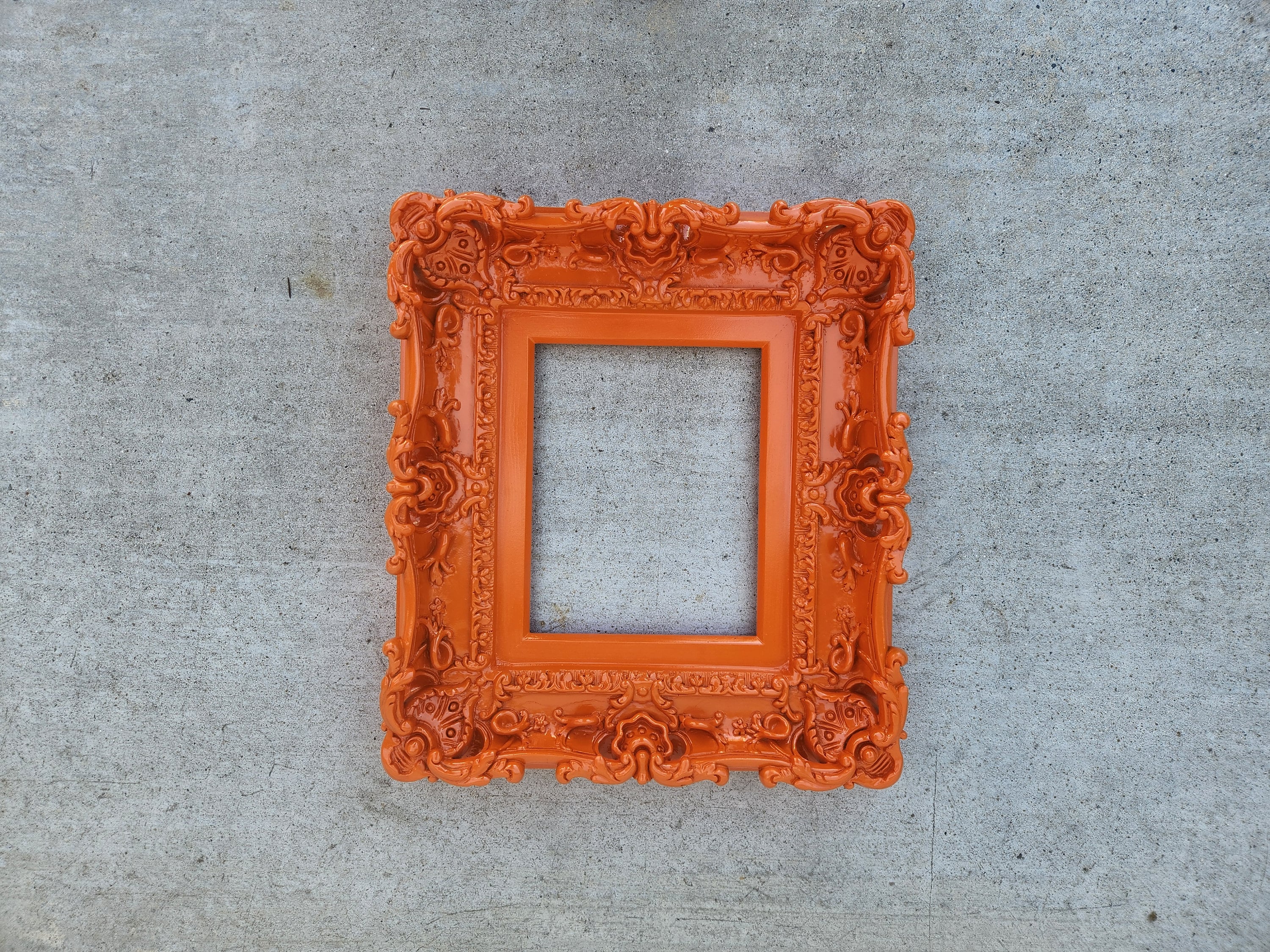 8x10 Orange picture frame, baroque kid's vibrant photo frame, artwork, fancy frame
