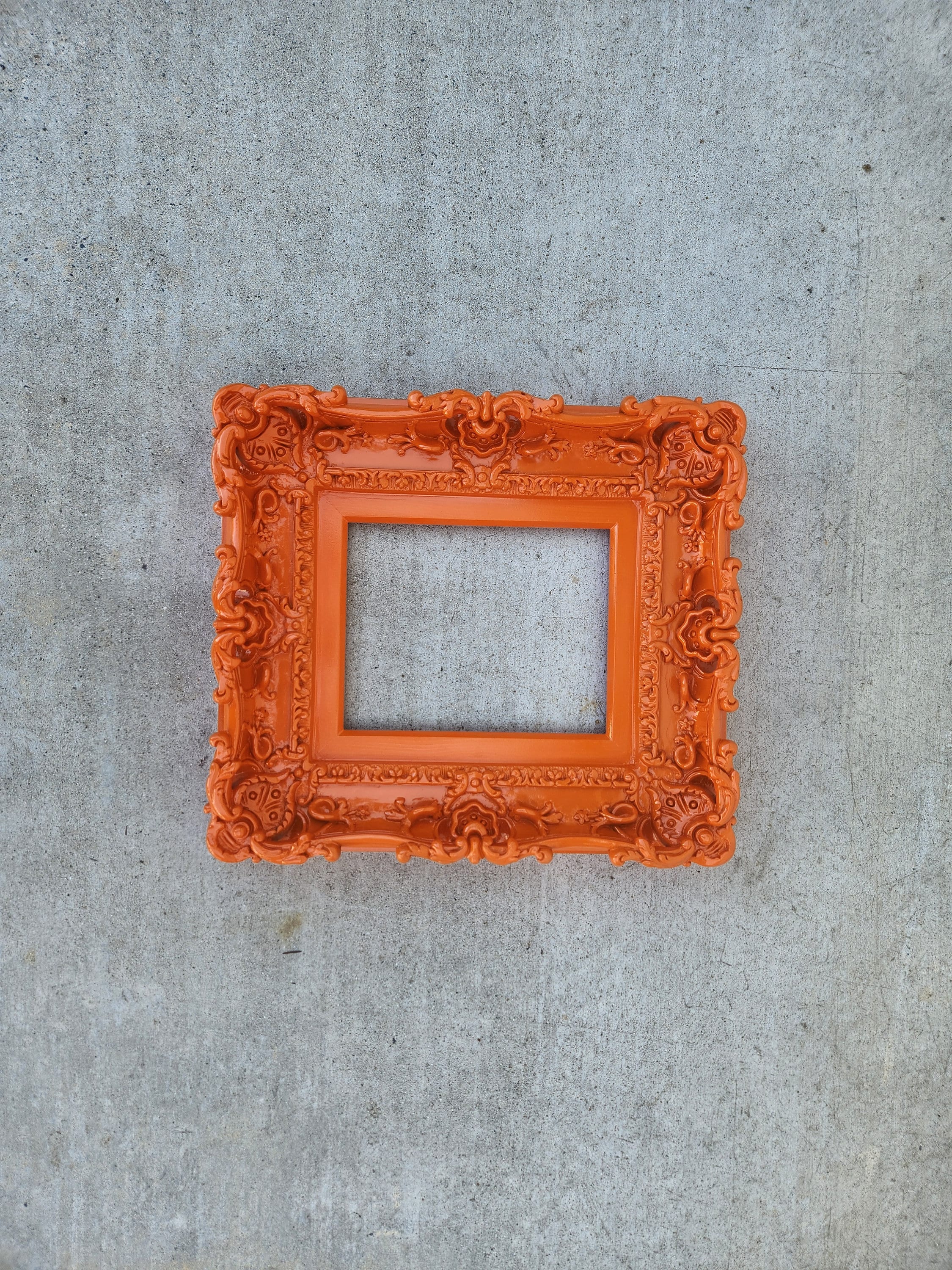 8x10 Orange picture frame, baroque kid's vibrant photo frame, artwork, fancy frame