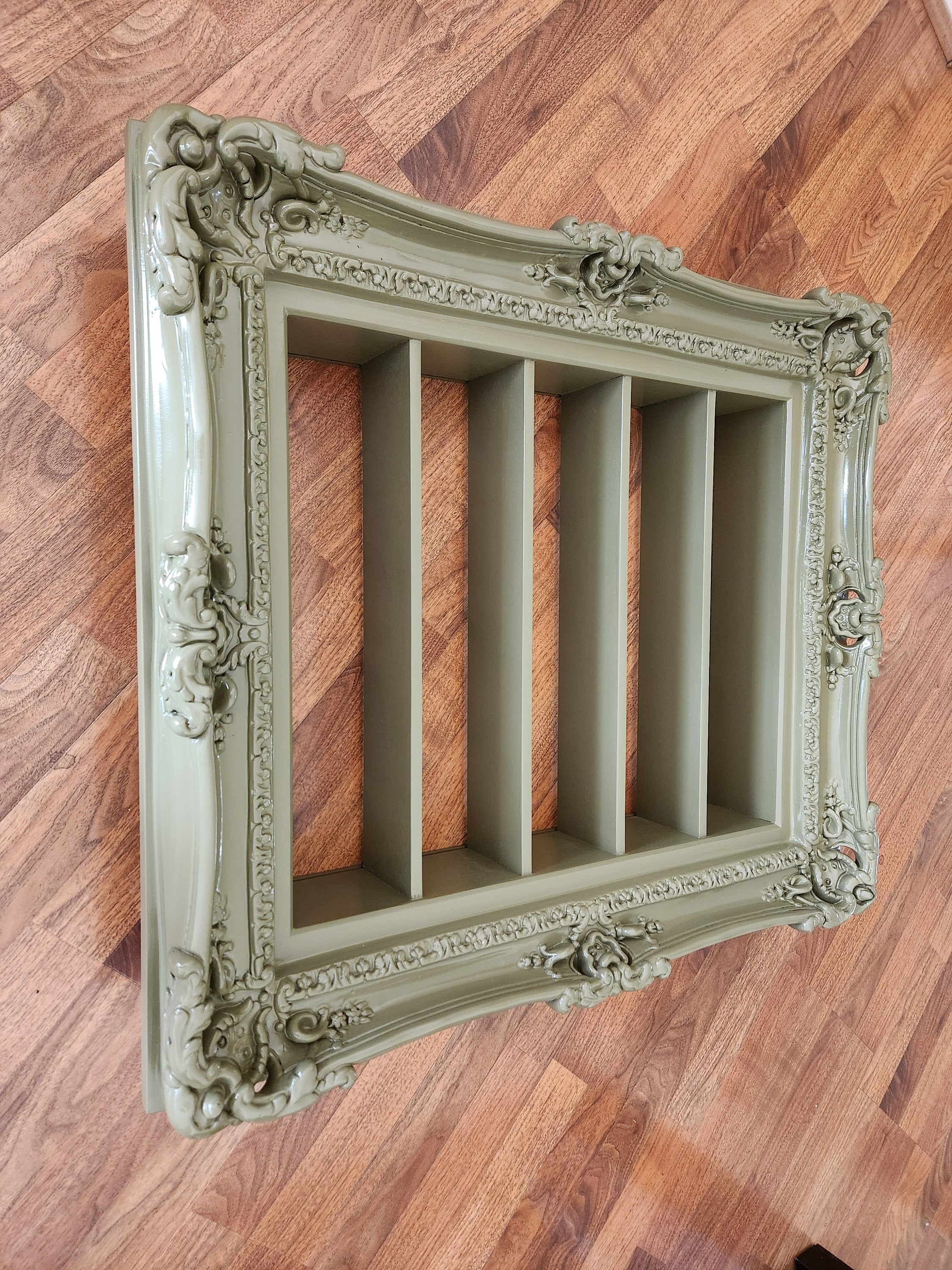 20x24 Sage Green Wall Frame Display, Nail Polish Display, Spice Rack,  Baroque Design