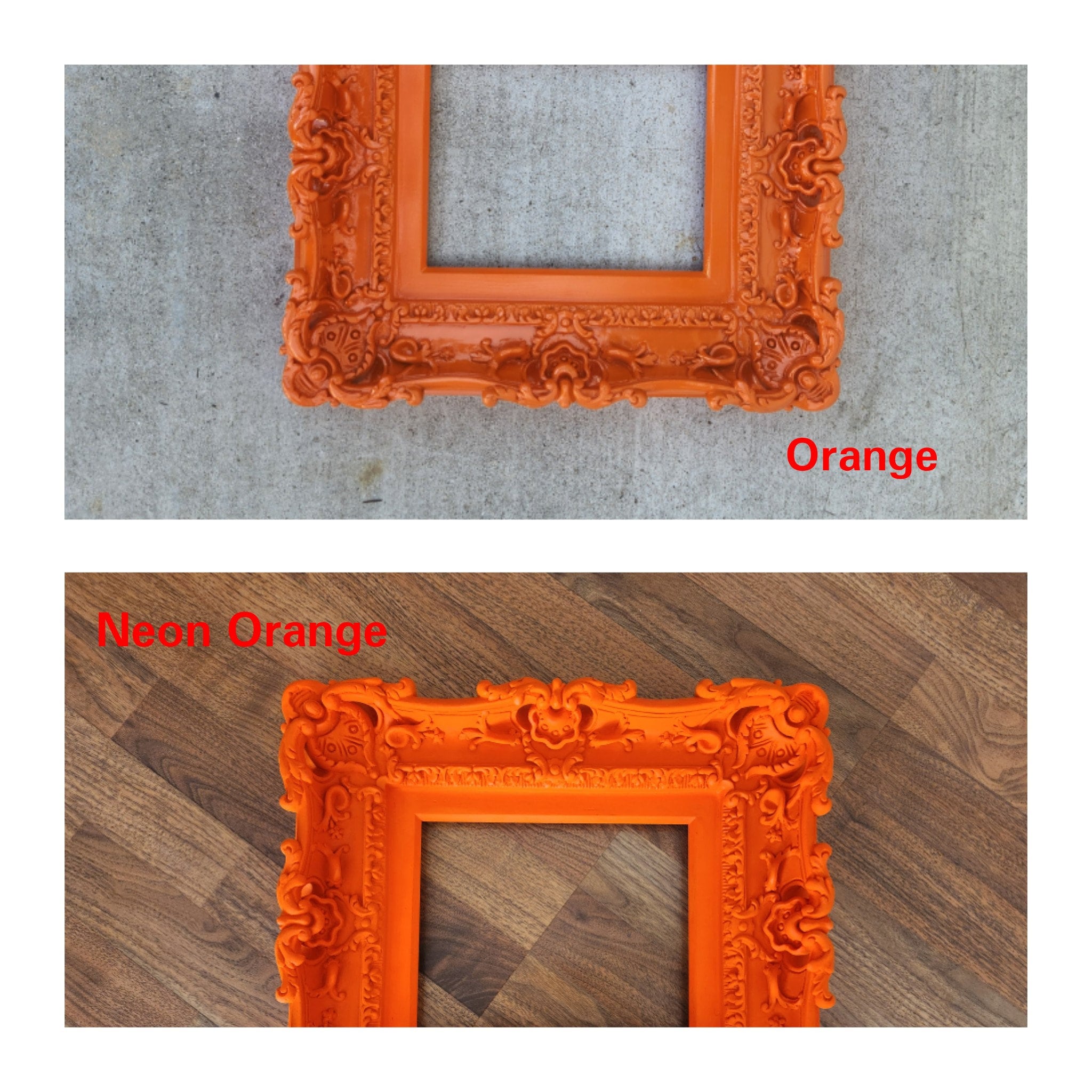 8x10 Orange picture frame, baroque kid's vibrant photo frame, artwork, fancy frame
