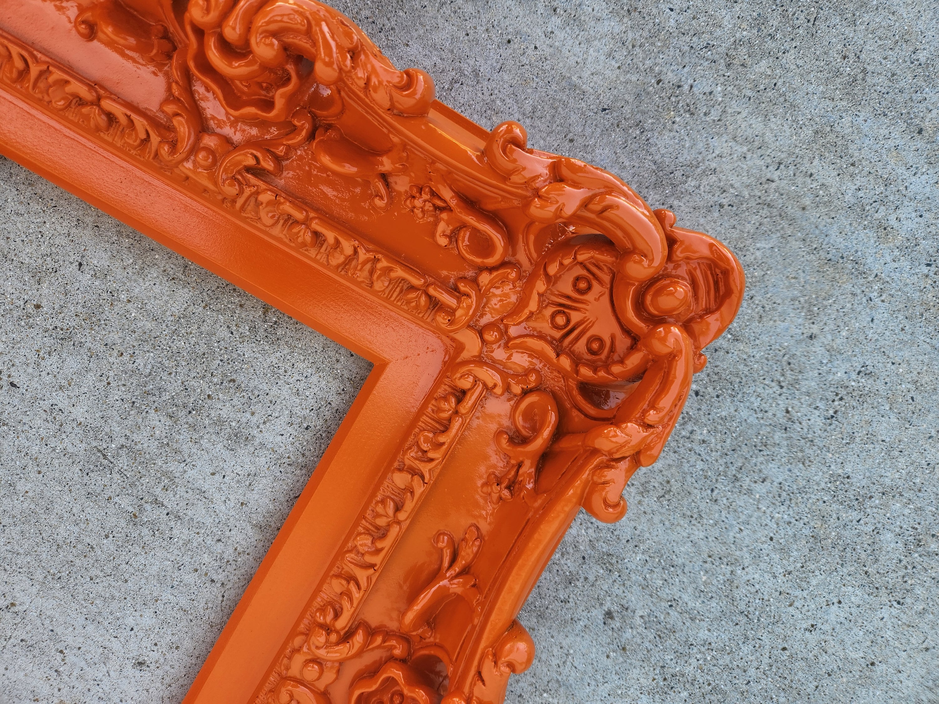 8x10 Orange picture frame, baroque kid's vibrant photo frame, artwork, fancy frame