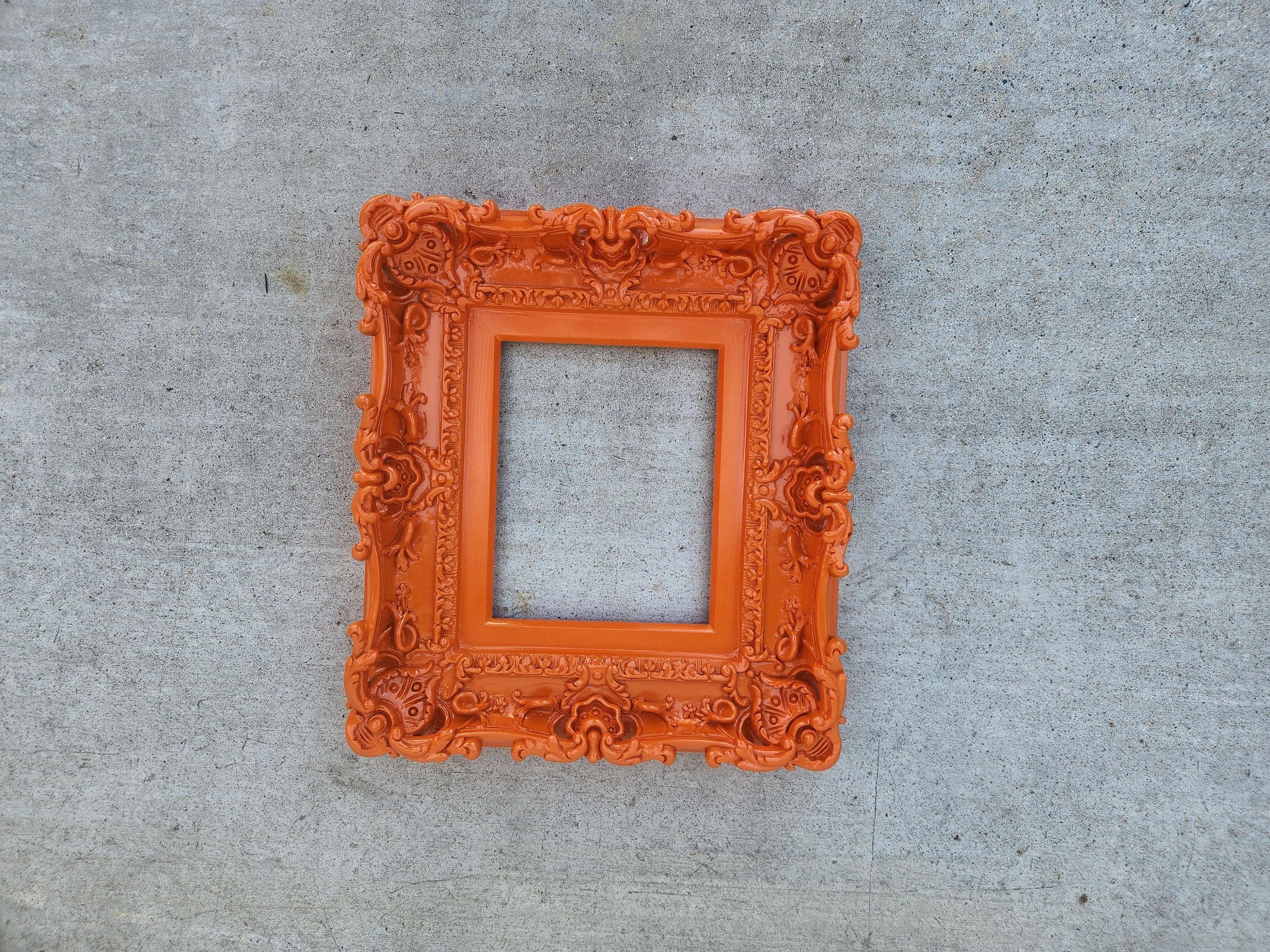 8x10 Orange picture frame, baroque kid's vibrant photo frame, artwork, fancy frame