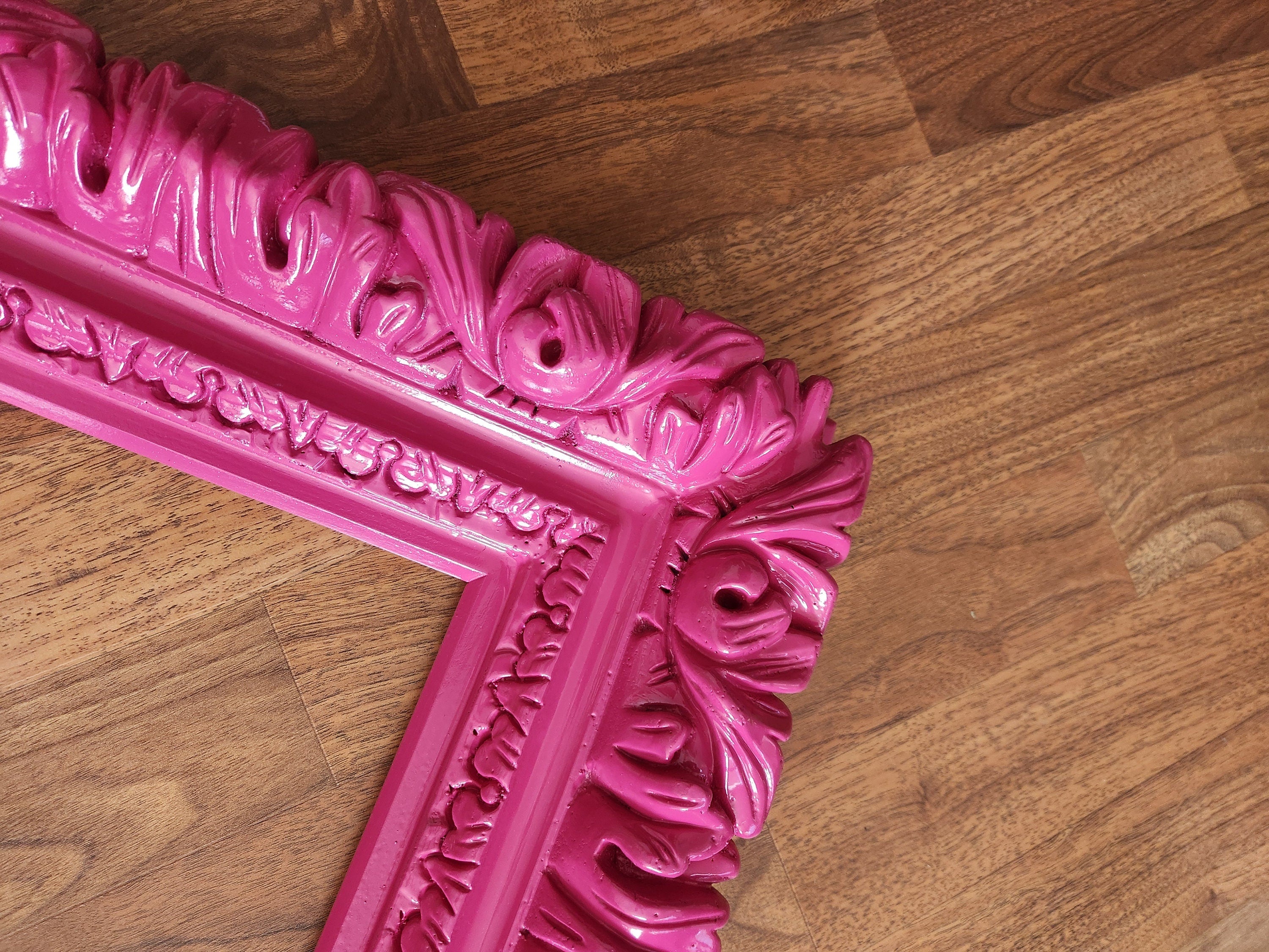 Pink Picture Frame, Colorful Ornate Wall Baroque Photo Frame, Canvas, Print, Photography, Small Different Sizes, Colonial Frame, Home Decor