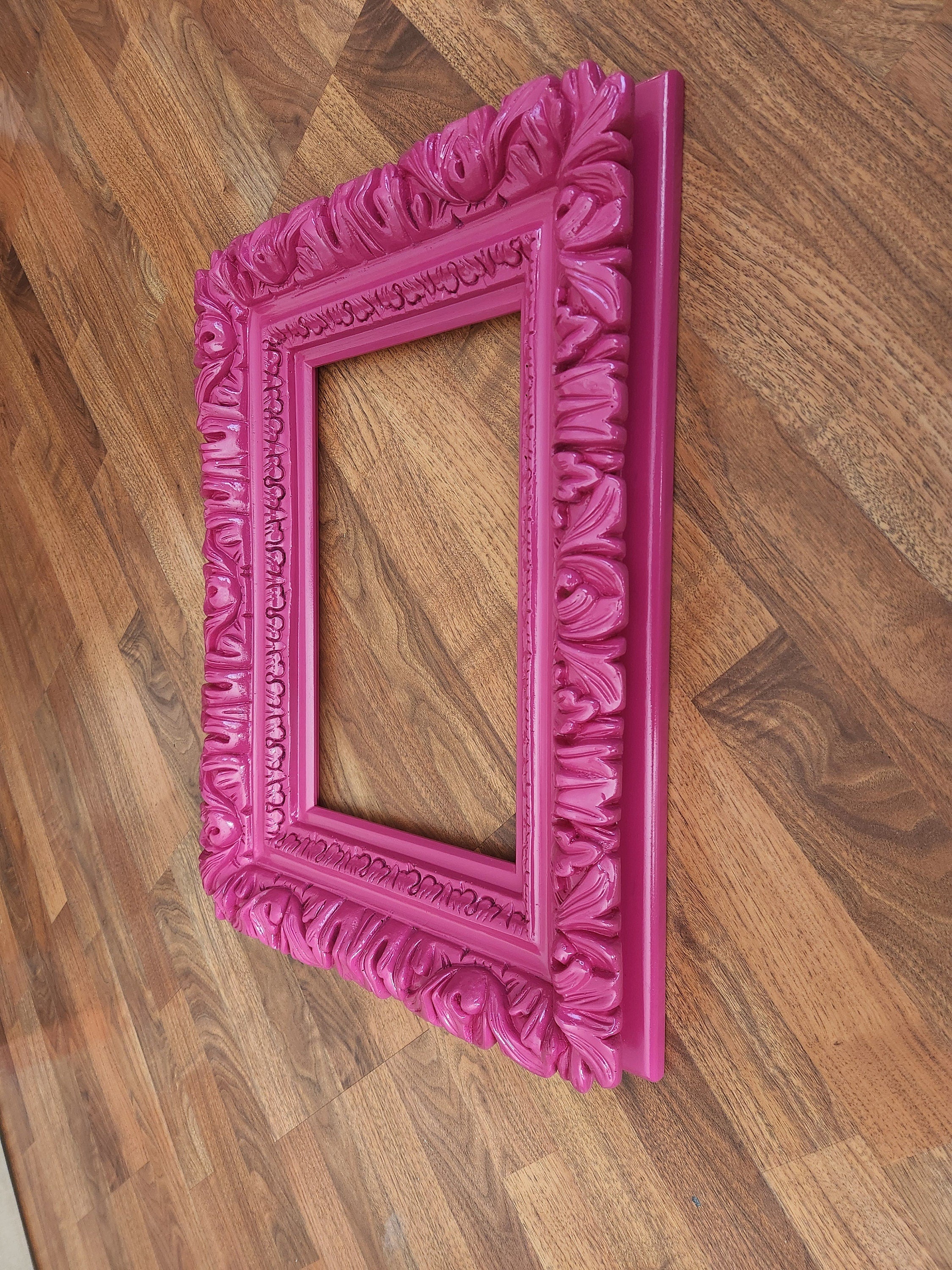 Pink Picture Frame, Colorful Ornate Wall Baroque Photo Frame, Canvas, Print, Photography, Small Different Sizes, Colonial Frame, Home Decor
