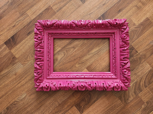 Pink Picture Frame, Colorful Ornate Wall Baroque Photo Frame, Canvas, Print, Photography, Small Different Sizes, Colonial Frame, Home Decor