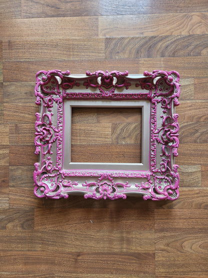 8.5x11 Metallic pink picture frame, baroque baby photo frame, fancy frame, two tones