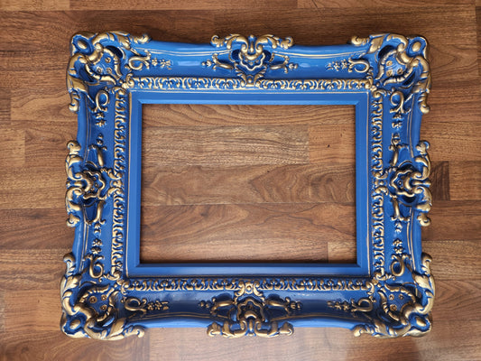 12x16 Fancy Blue Picture Frame, Ornate Frame, Wall Decorative Baroque Traditional Frame