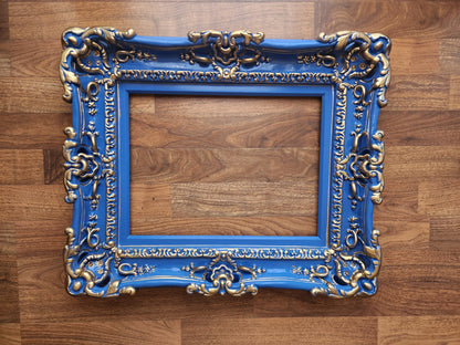 12x16 Fancy Blue Picture Frame, Ornate Frame, Wall Decorative Baroque Traditional Frame